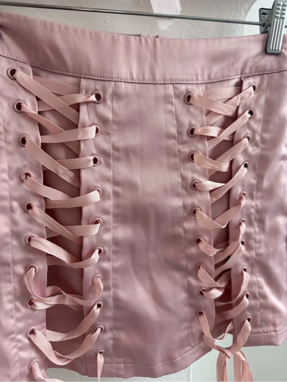 Dolls Kill Lace-Up Satin Mini Skirt